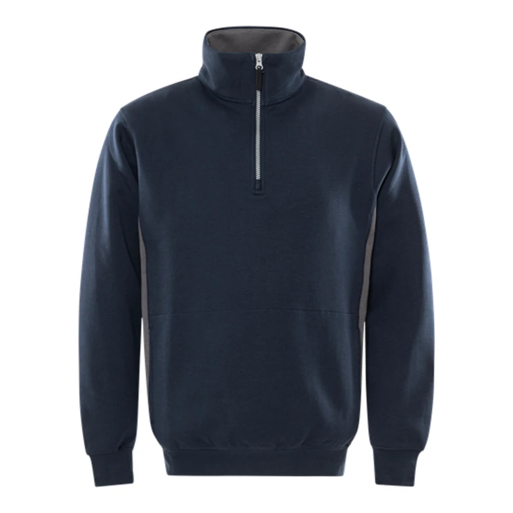 Fristads Sweatshirt Met Korte Ritssluiting 1705 Df Marineblauw Grijs