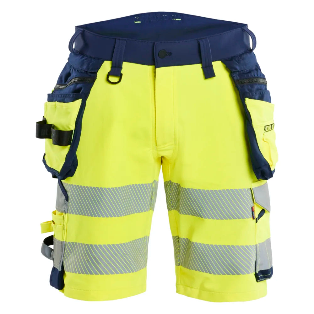 Blaklader 1120 1648 High Vis Short 4-Weg Stretch Met Gereedschapzakken High Vis Geel Marineblauw