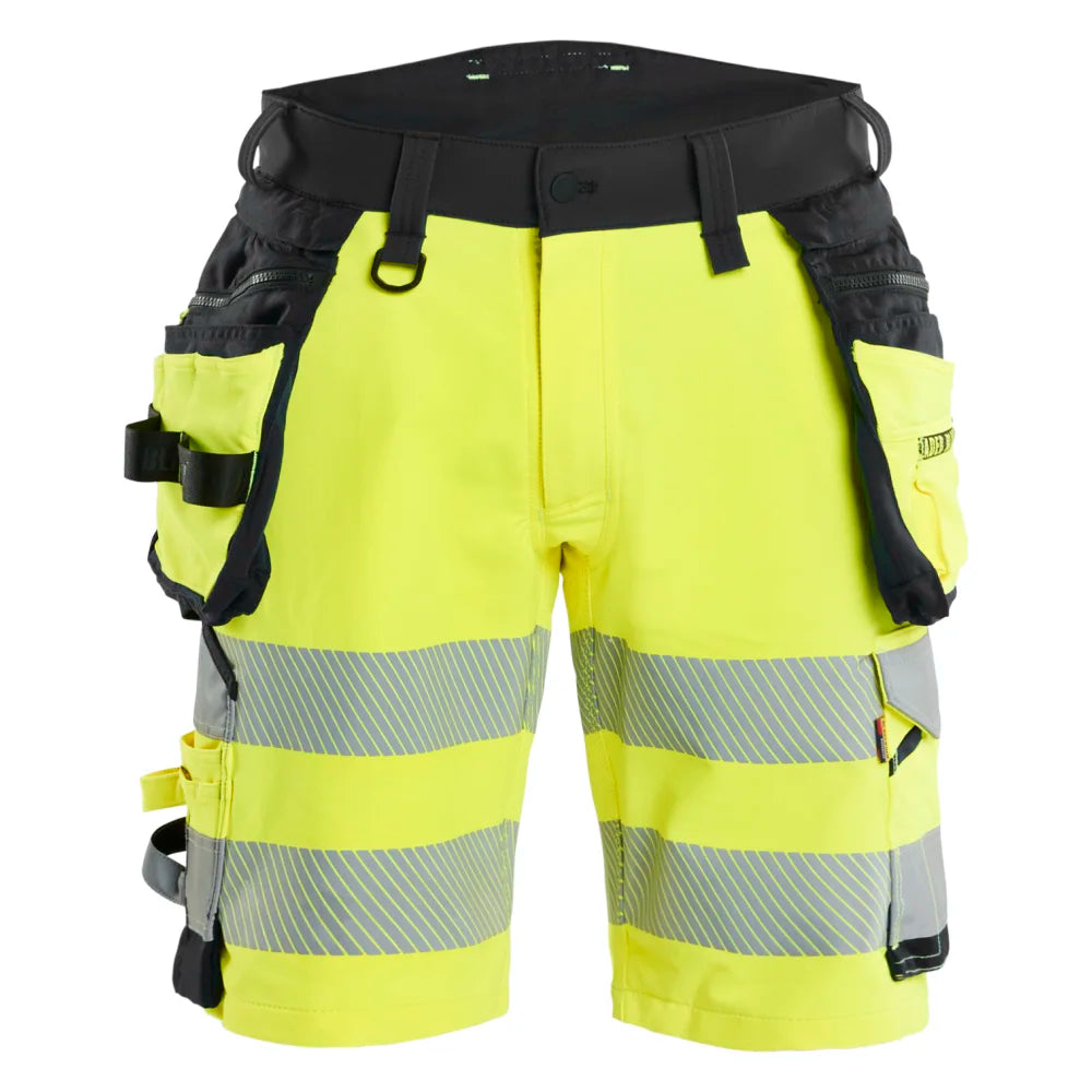 Blaklader 1120 1648 High Vis Short 4-Weg Stretch Met Gereedschapzakken High Vis Geel Zwart