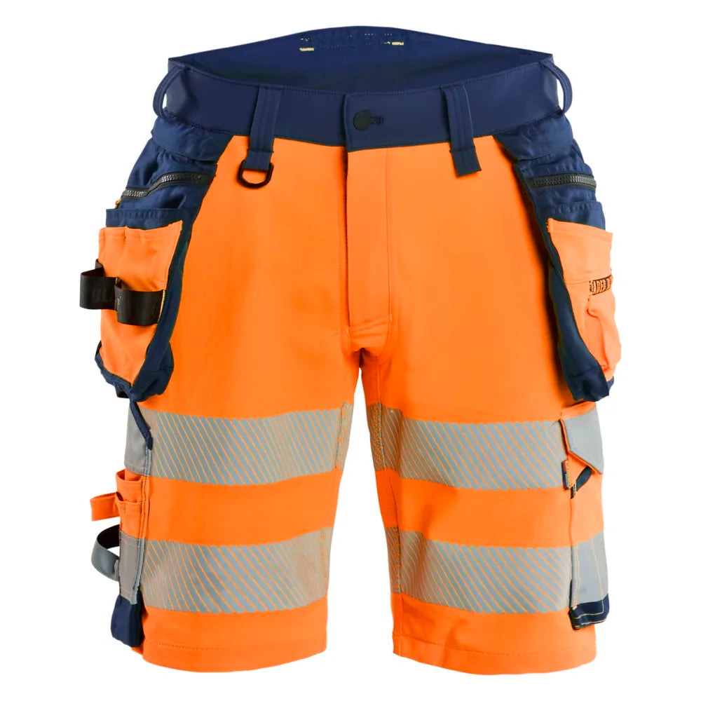 Blaklader 1120 1648 High Vis Short 4-Weg Stretch Met Gereedschapzakken High Vis Oranje Marineblauw