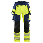 Blaklader 1122 1648 High Vis Werkbroek 4-Weg Stretch Met Gereedschapszakken High Vis Geel Marineblauw