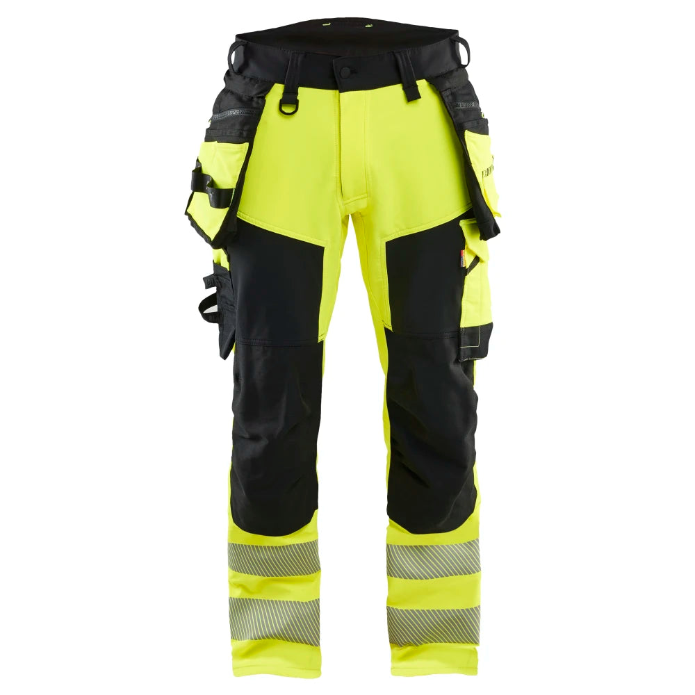 Blaklader 1122 1648 High Vis Werkbroek 4-Weg Stretch Met Gereedschapszakken High Vis Geel Zwart