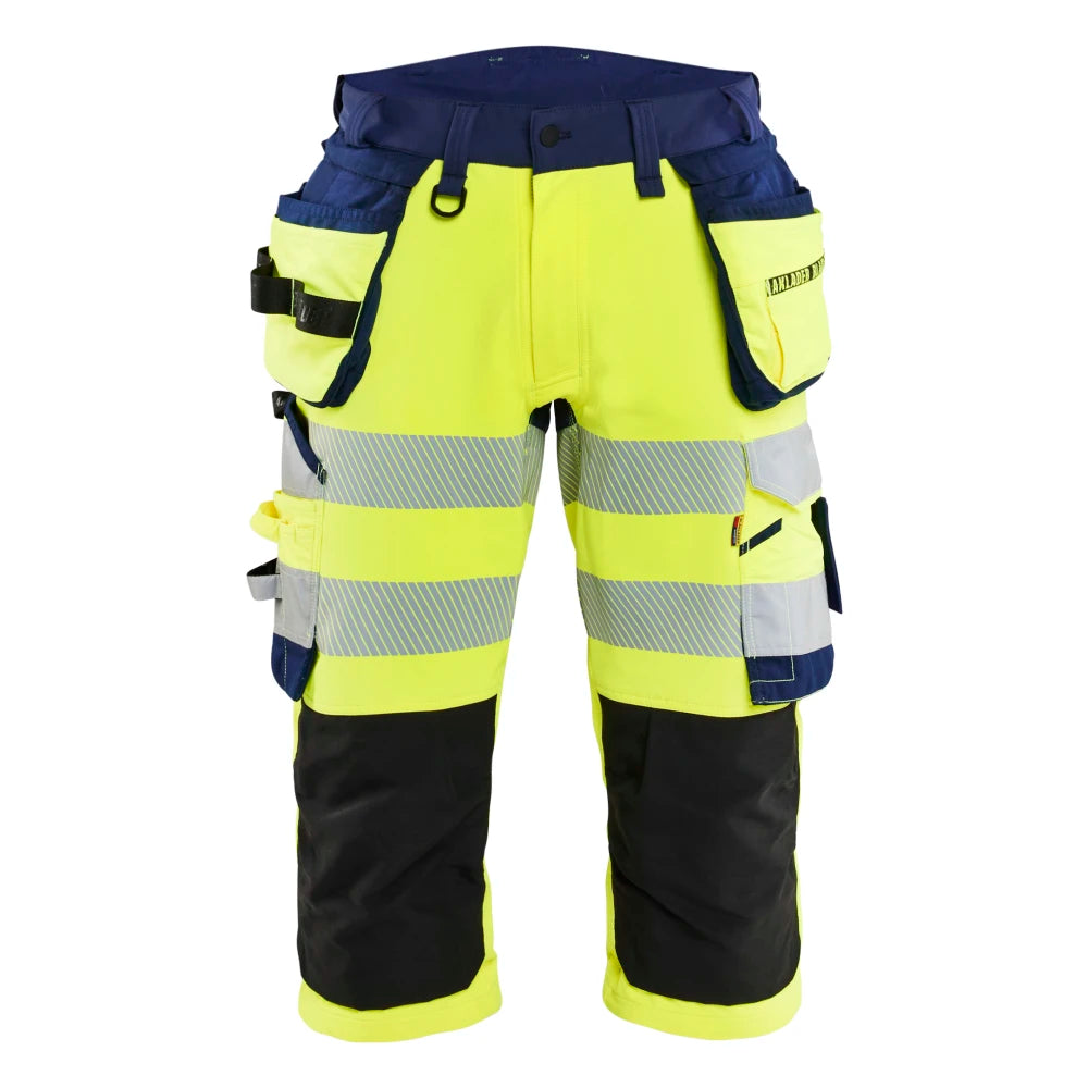 Blaklader 1123 1648 High Vis Piraatbroek 4-Weg Stretch Met Gereedschapzakken High Vis Geel Marineblauw