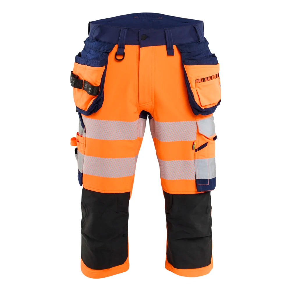 Blaklader 1123 1648 High Vis Piraatbroek 4-Weg Stretch Met Gereedschapzakken High Vis Oranje Marineblauw