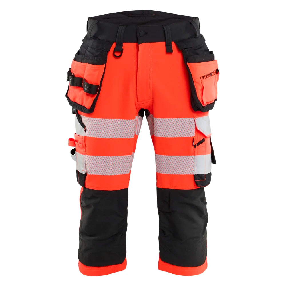 Blaklader 1123 1648 High Vis Piraatbroek 4-Weg Stretch Met Gereedschapzakken High Vis Rood Zwart
