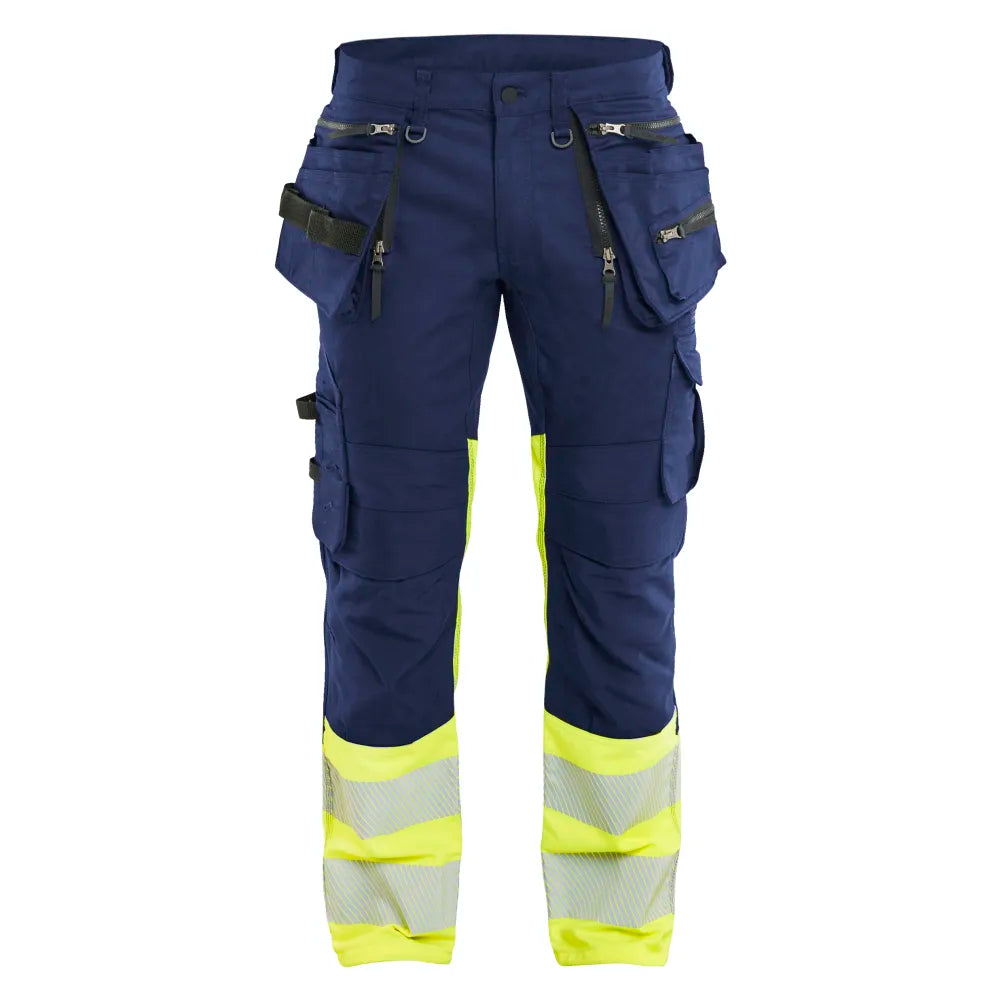 Blaklader 1130 1149 High Vis Werkbroek Stretch Met Gereedschapzakken Marine High Vis Geel