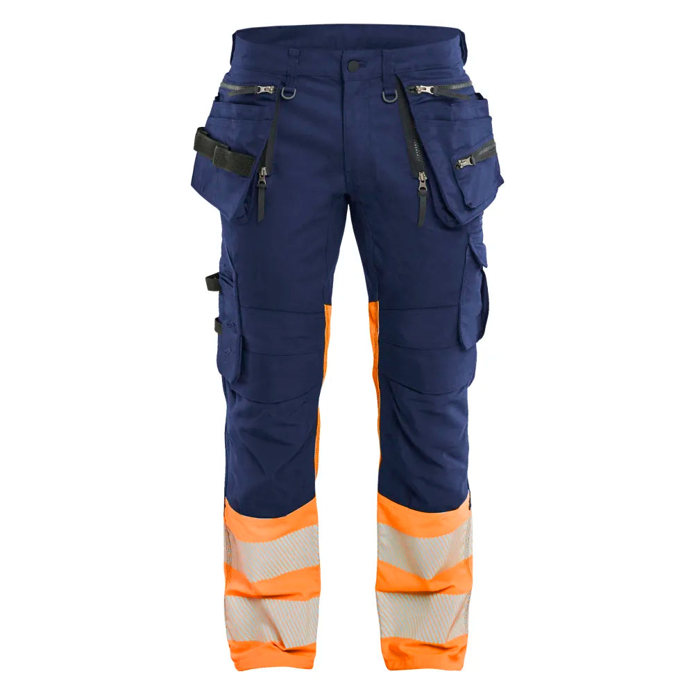 Blaklader 1130 1149 High Vis Werkbroek Stretch Met Gereedschapzakken Marineblauw Oranje