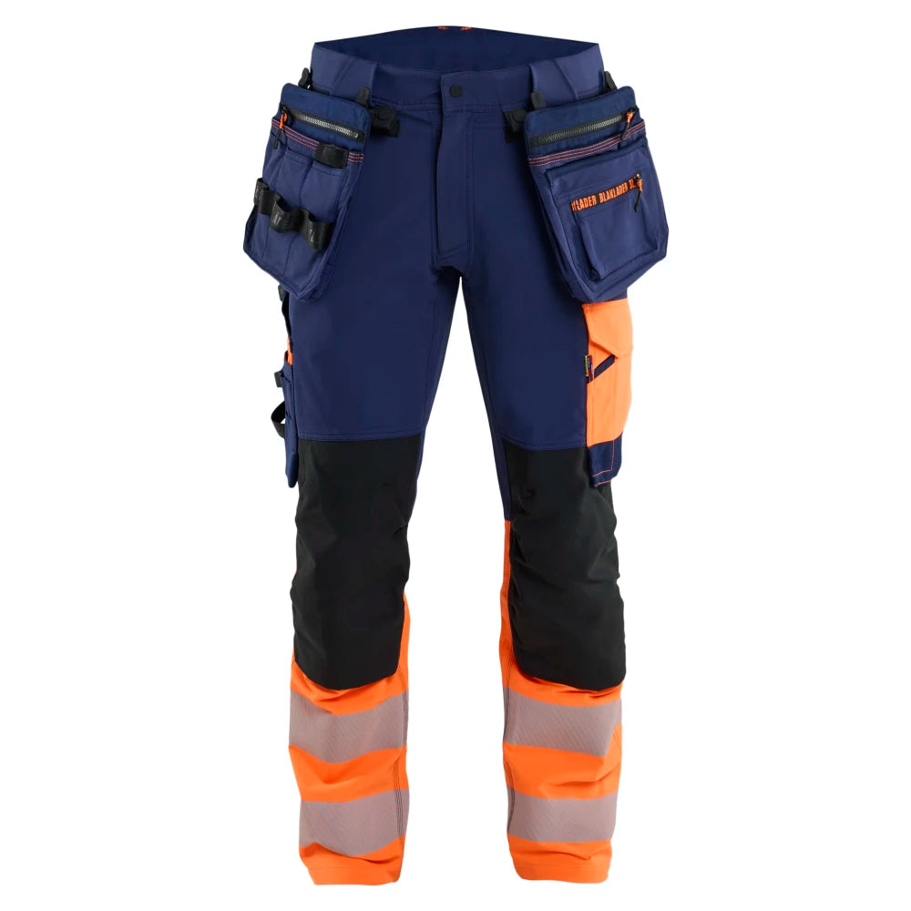 Blaklader 1145 1648 ToolRig High Vis Werkbroek 4-Weg Stretch Marineblauw Oranje