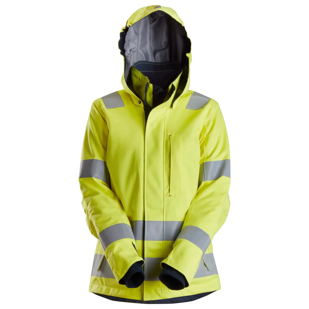 Snickers 1167 Protecwork Dames Waterdicht Isolerend Jack Met Capuchon High-Vis Klasse 3 6695 High Visibility Yellow Navy