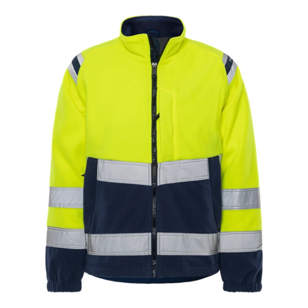 Fristads High Vis Fleecejack Winddicht Klasse 3 4041 Fe High Vis Geel Marineblauw