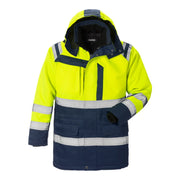 Fristads High Vis Winterparka Klasse 3 4042 Pp High Vis Geel Marineblauw