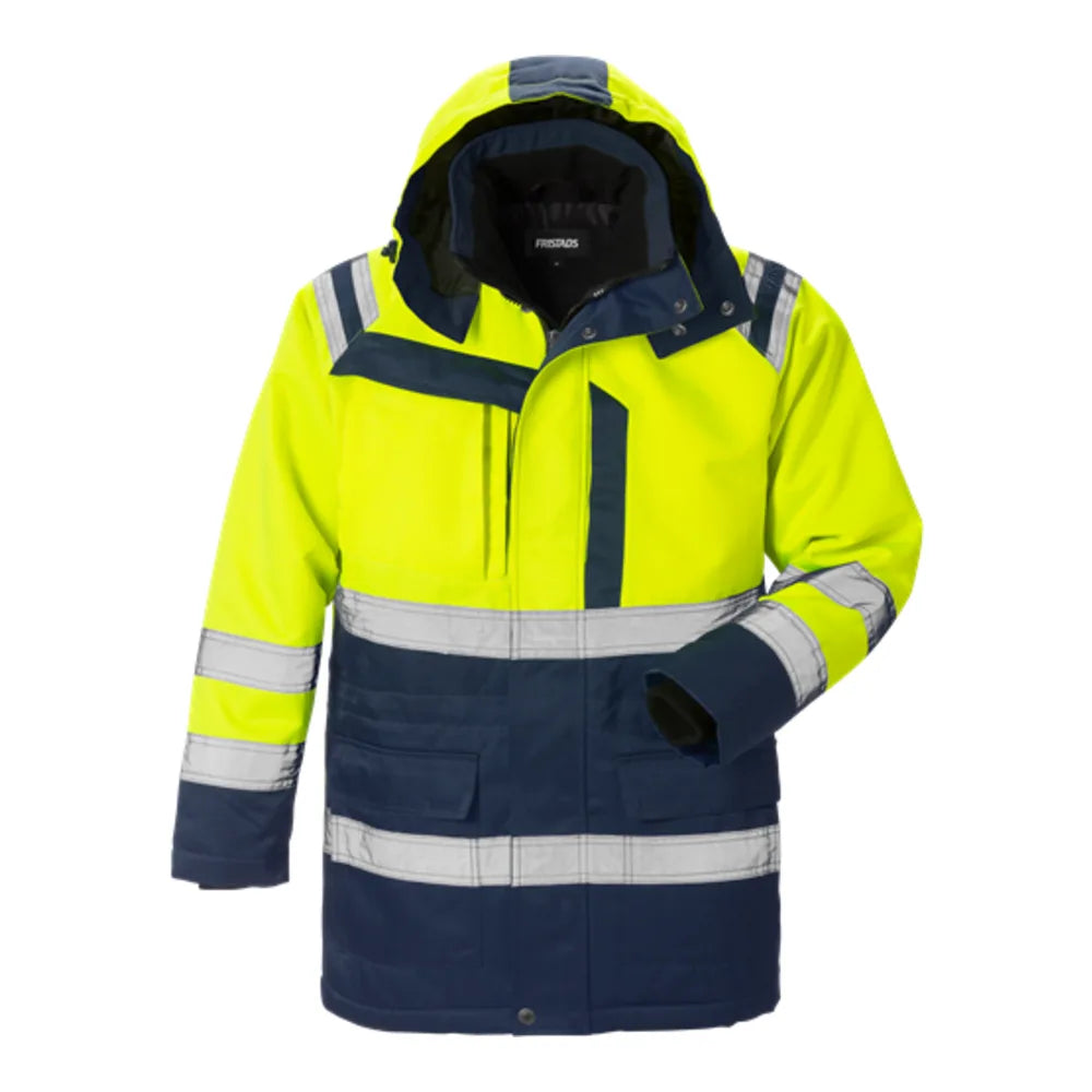 Fristads High Vis Winterparka Klasse 3 4042 Pp High Vis Geel Marineblauw