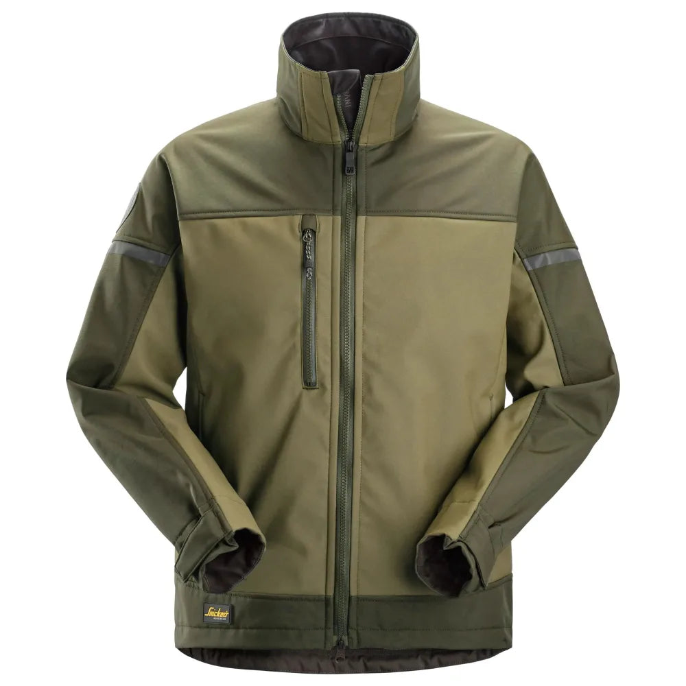 Snickers 1216 Allroundwork Softshell Stretch Werkjas 3135 Khaki Green Dk Khakigreen