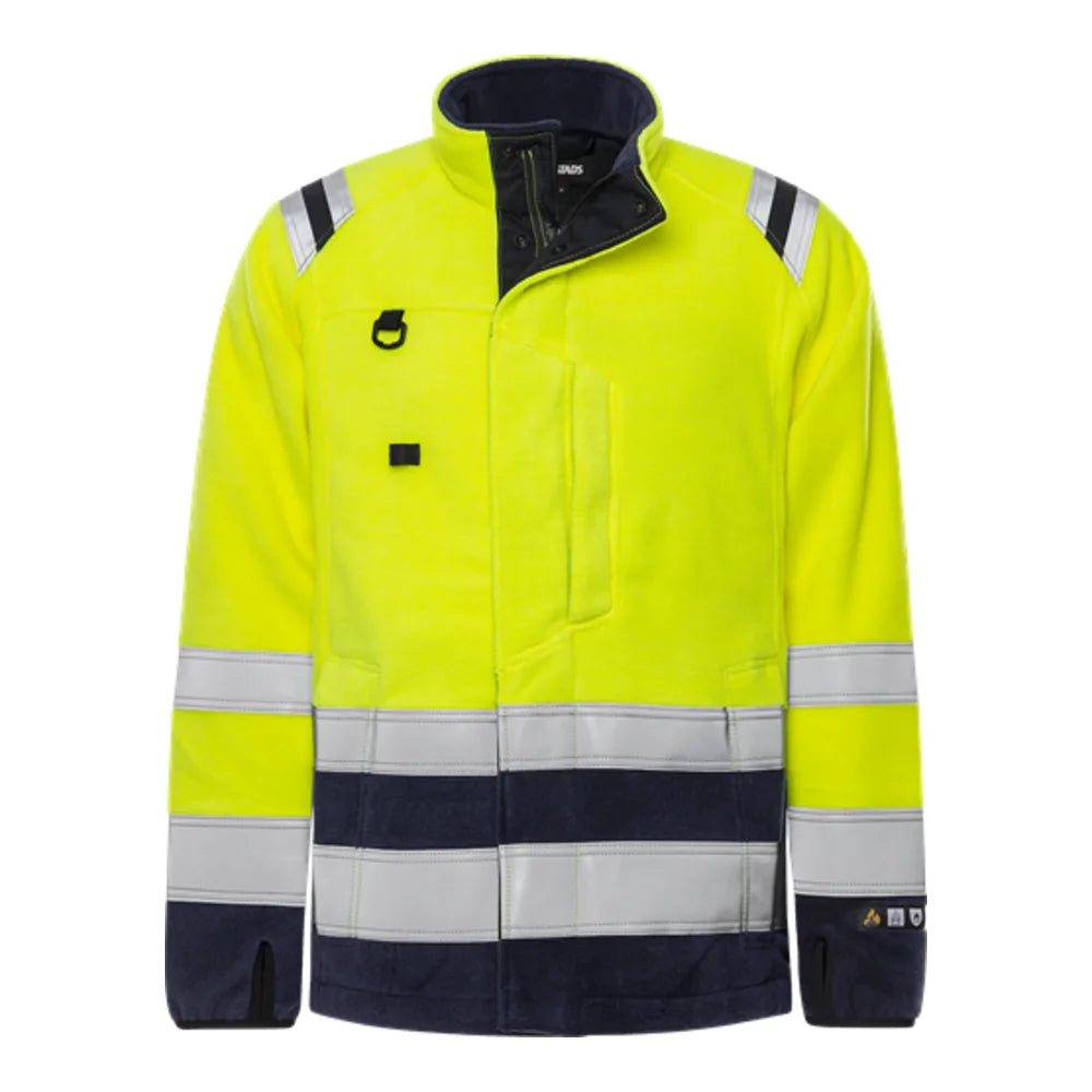 Fristads Flamestat High Vis Fleecejack Klasse 3 4063 Atf High Vis Geel Marineblauw