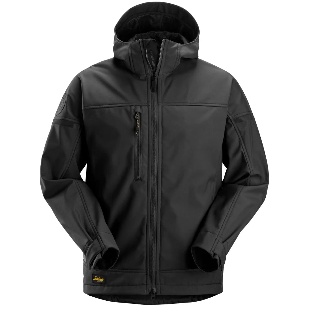 Snickers 1226 Allroundwork Softshell Stretch Werkjas Met Capuchon 0404 Black Black