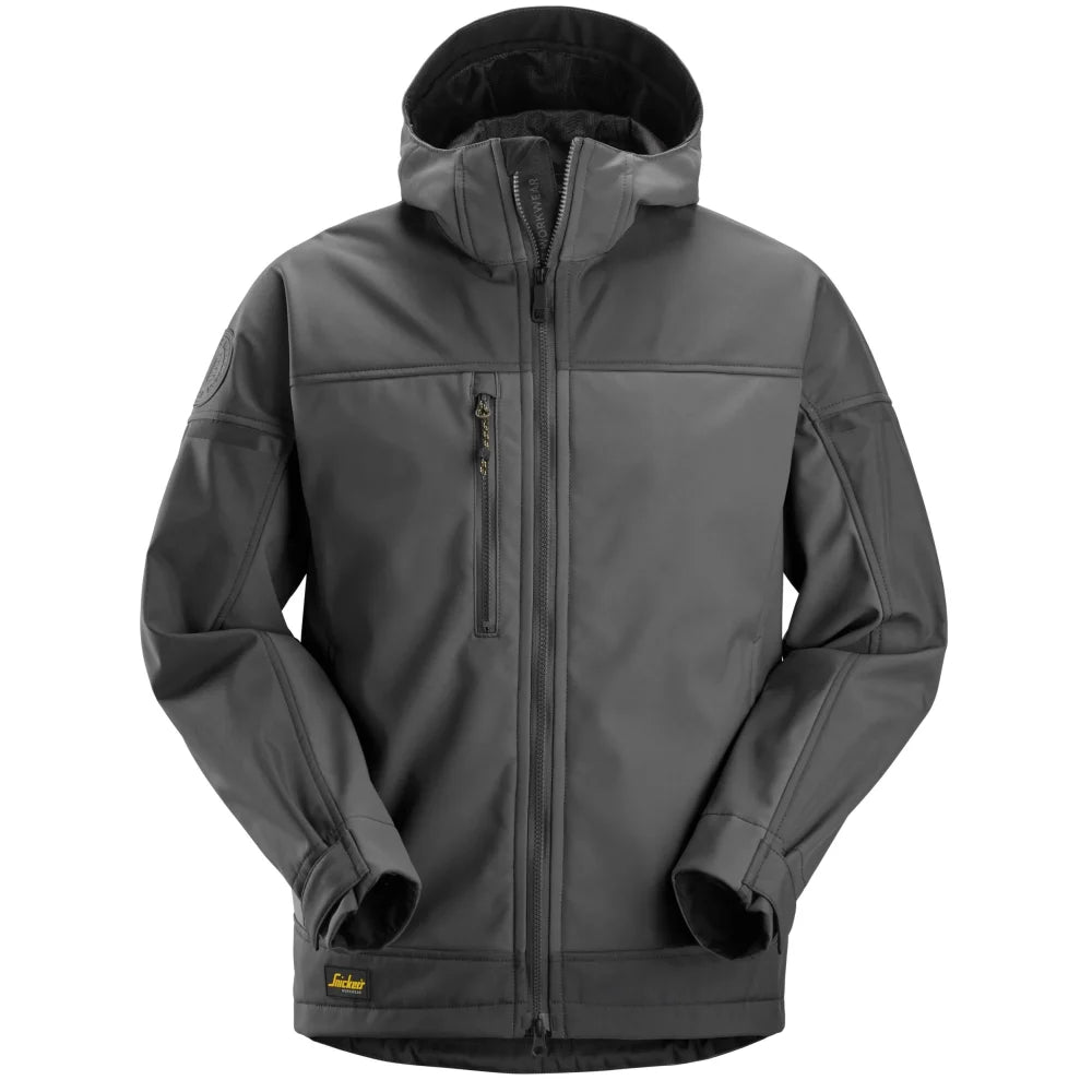 Snickers 1226 Allroundwork Softshell Stretch Werkjas Met Capuchon 5859 Steel Grey Dk Steel Grey