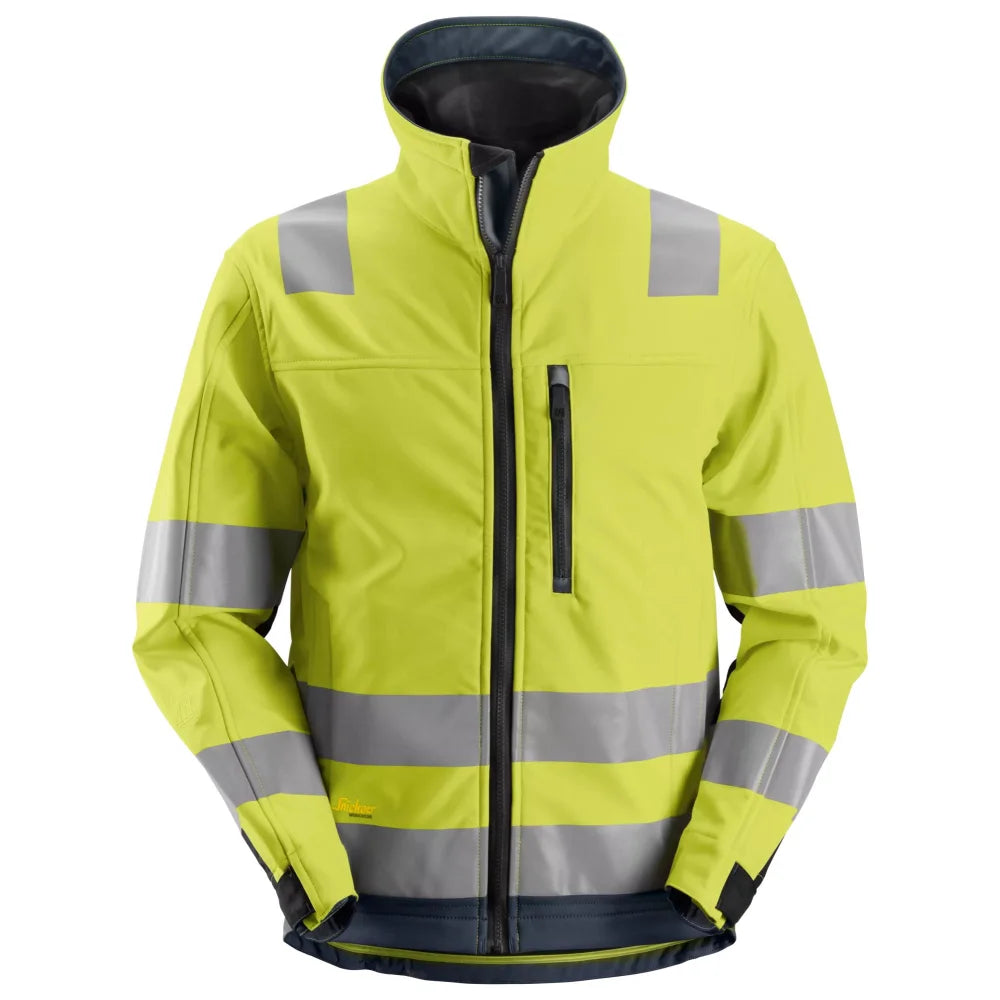 Snickers 1230 High-Vis Softshell Werkjas Klasse 3 6695 High Visibility Yellow Navy