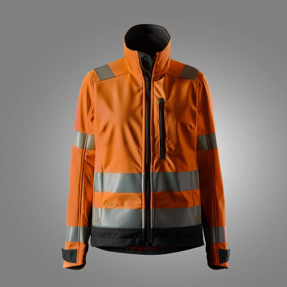 Snickers 1237 High-Vis Softshell Dameswerkjas Klasse 2/3 5504 High Visibility Orange Black