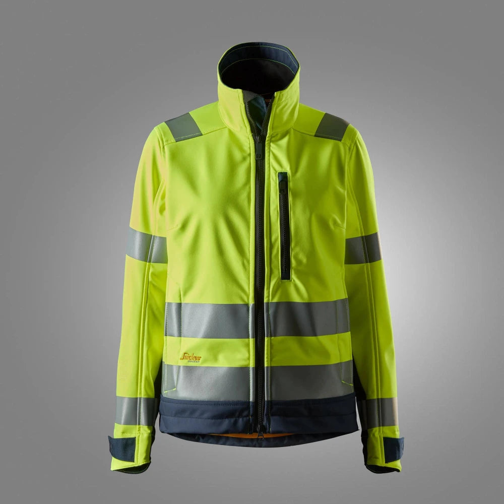 Snickers 1237 High-Vis Softshell Dameswerkjas Klasse 2/3 6695 High Visibility Yellow Navy