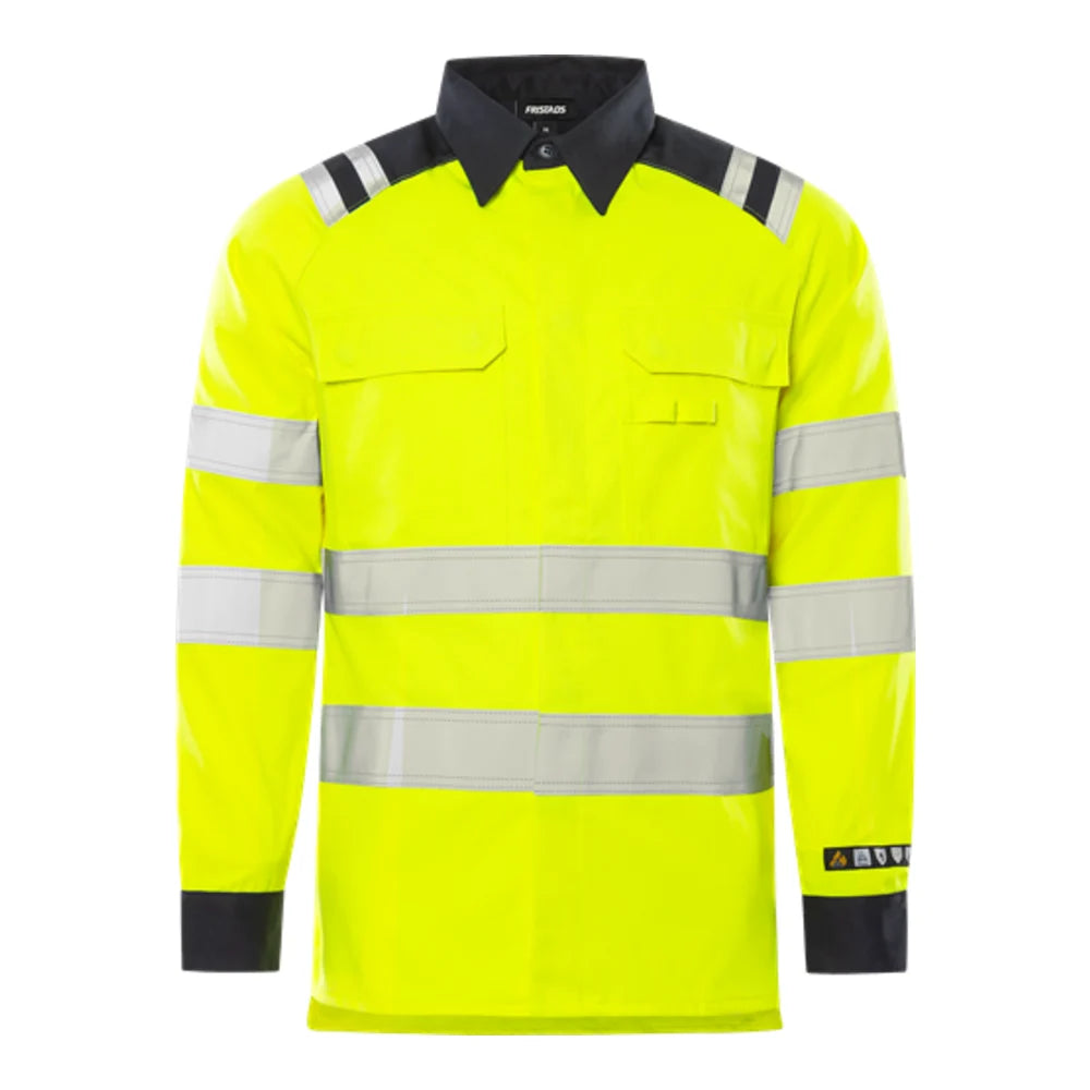 Fristads Flamestat High Vis Overhemd Klasse 3 7050 Ats High Vis Geel Marineblauw