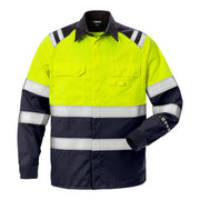 Fristads Flamestat High Vis Overhemd Klasse 1 7051 Ats High Vis Geel Marineblauw