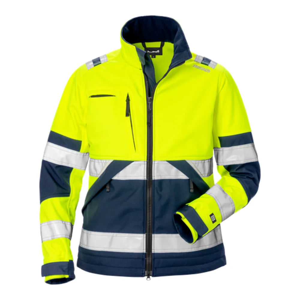 Fristads High Vis Softshelljack Dames Klasse 2 4183 Wyh High Vis Geel Marineblauw