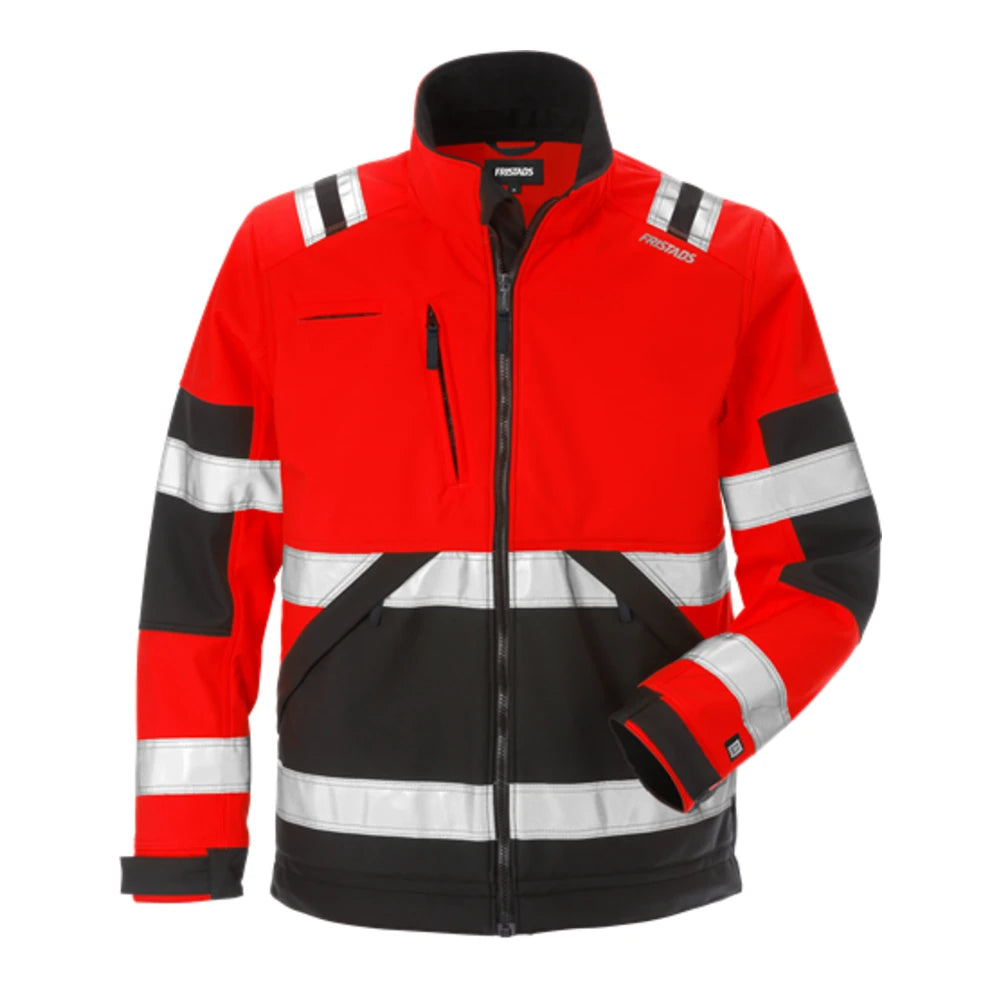 Fristads High Vis Softshelljack Klasse 2 4083 Wyh High Vis Rood Zwart