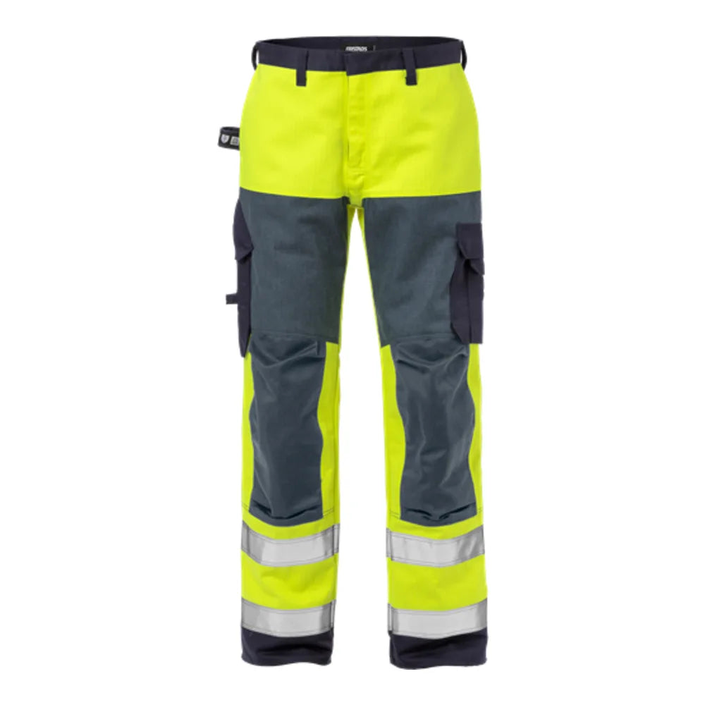 Fristads Flame High Vis Broek Klasse 2 2585 Flam High Vis Geel Marineblauw
