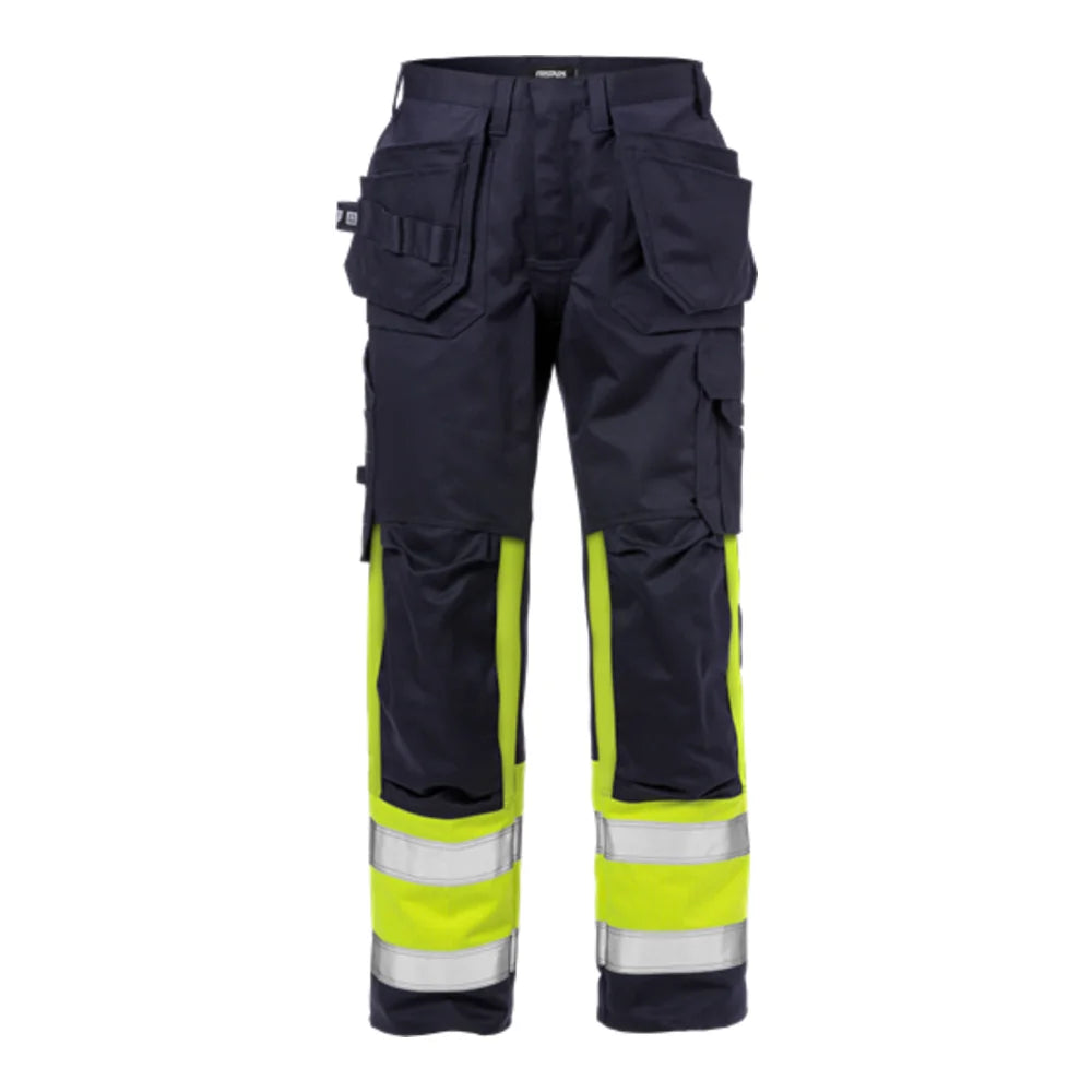 Fristads Flame High Vis Werkbroek Klasse 1 2586 Flam High Vis Geel Marineblauw