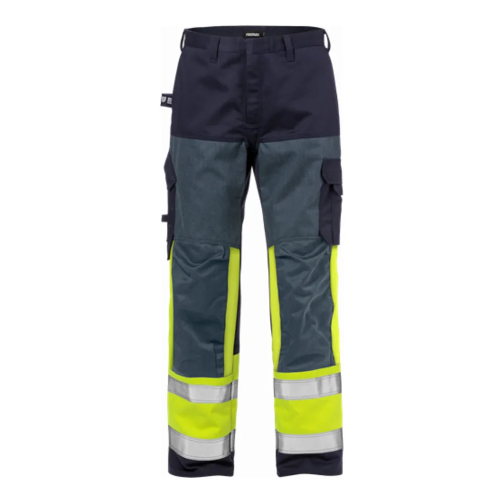 Fristads Flame High Vis Broek Klasse 1 2587 Flam High Vis Geel Marineblauw