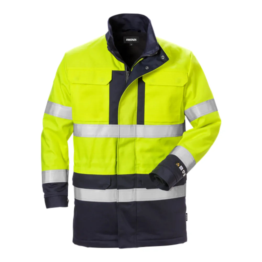Fristads Flame High Vis Winterparka Klasse 3 4589 Flam High Vis Geel Marineblauw