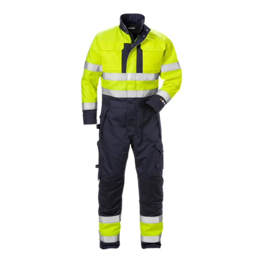 Fristads Flame High Vis Winteroverall Klasse 3 8088 Flam High Vis Geel Marineblauw