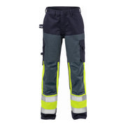 Fristads Flame High Vis Broek Dames Klasse 1 2591 Flam High Vis Geel Marineblauw