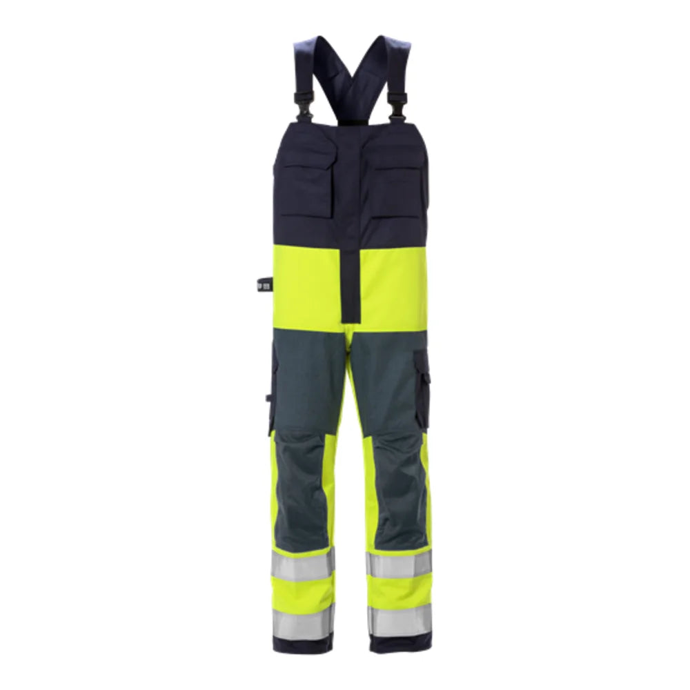 Fristads Flame High Vis Amerikaanse Overall Klasse 2 1584 Flam High Vis Geel Marineblauw