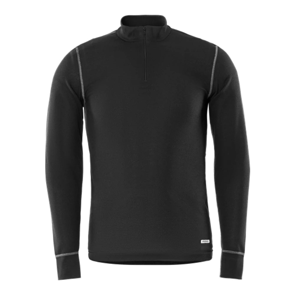 Fristads T-Shirt Lange Mouwen Met Korte Rits 789 Of Zwart