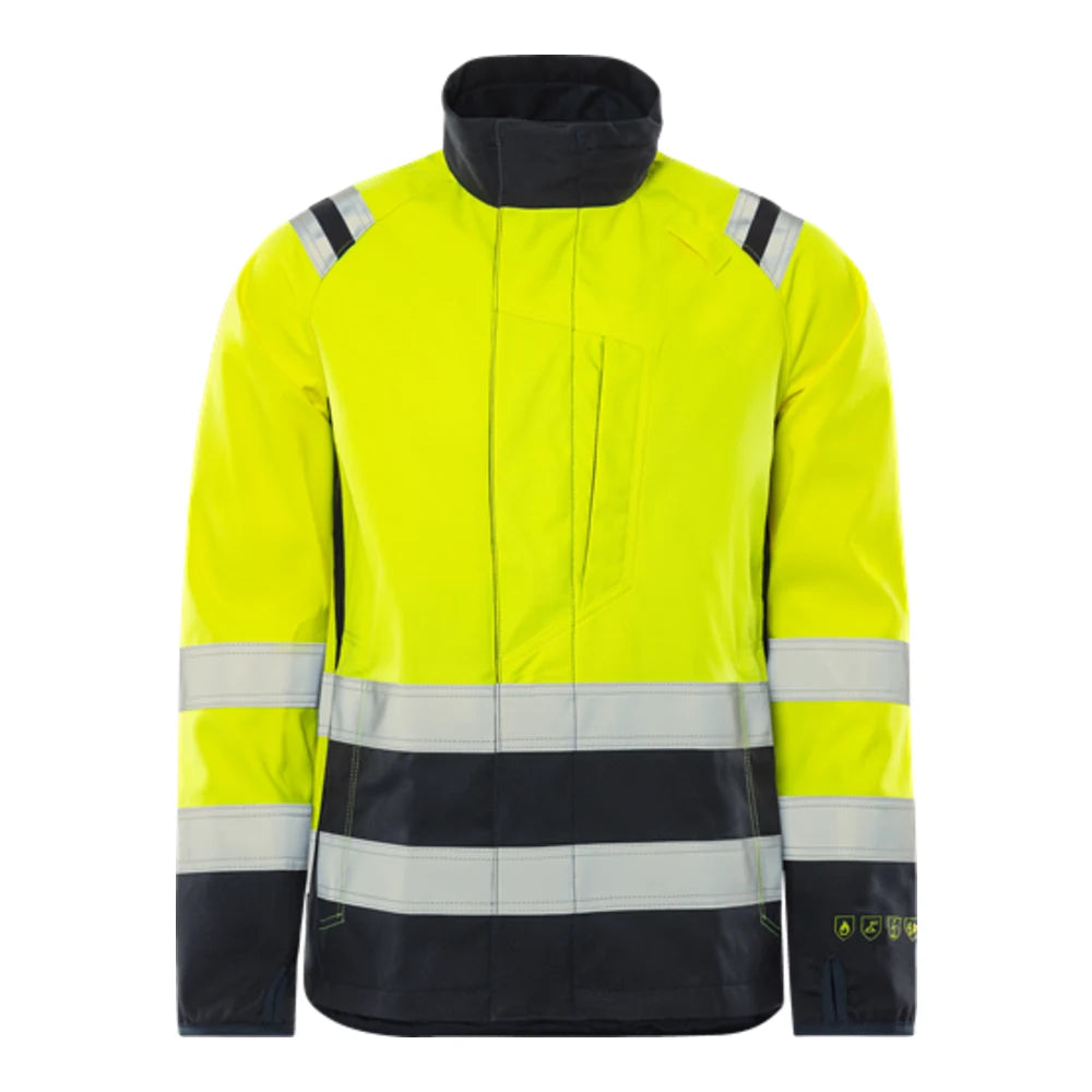 Fristads Flamestat High Vis Softshelljack Klasse 3 4016 Fss High Vis Geel Marineblauw