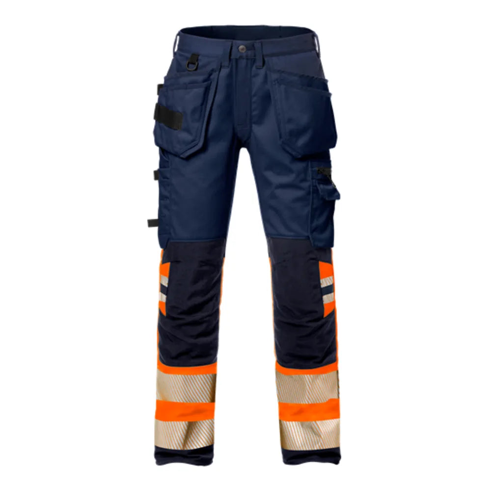 Fristads High Vis Werkbroek Stretch Klasse 1 2706 Plu High Vis Oranje Marineblauw