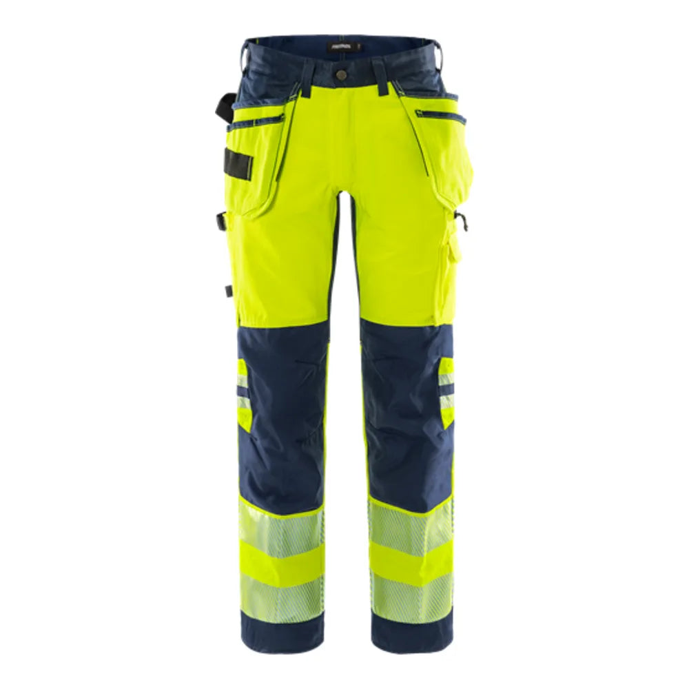 Fristads High Vis Werkbroek Stretch Klasse 2 2707 Plu High Vis Geel Marineblauw