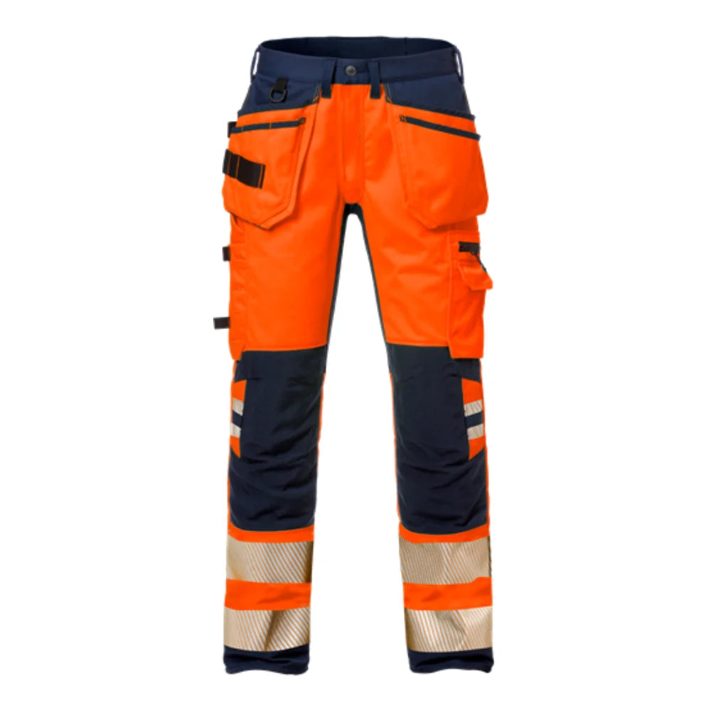 Fristads High Vis Werkbroek Stretch Klasse 2 2707 Plu High Vis Oranje Marineblauw