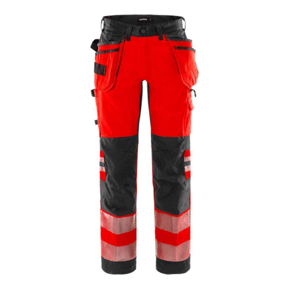 Fristads High Vis Werkbroek Stretch Klasse 2 2707 Plu High Vis Rood Zwart