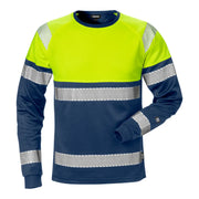 Fristads High Vis T-Shirt Met Lange Mouwen Klasse 1 7519 Thv High Vis Geel Marineblauw