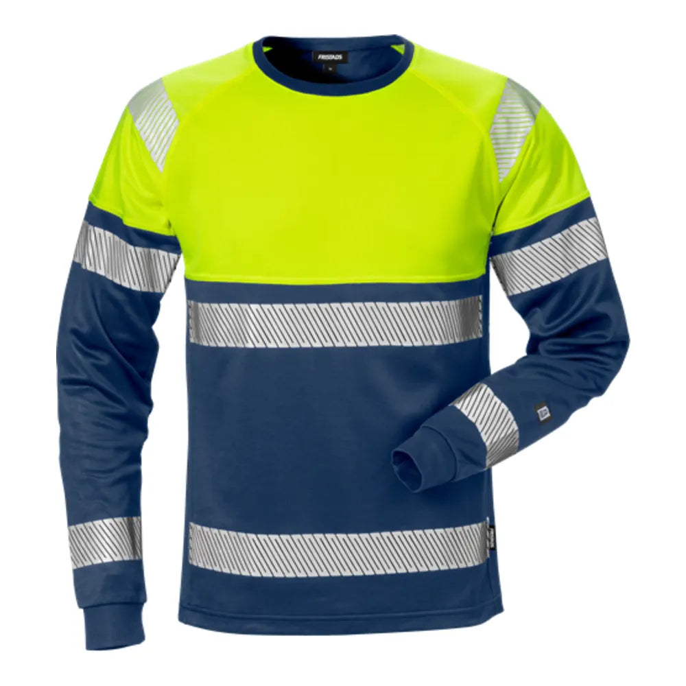 Fristads High Vis T-Shirt Met Lange Mouwen Klasse 1 7519 Thv High Vis Geel Marineblauw