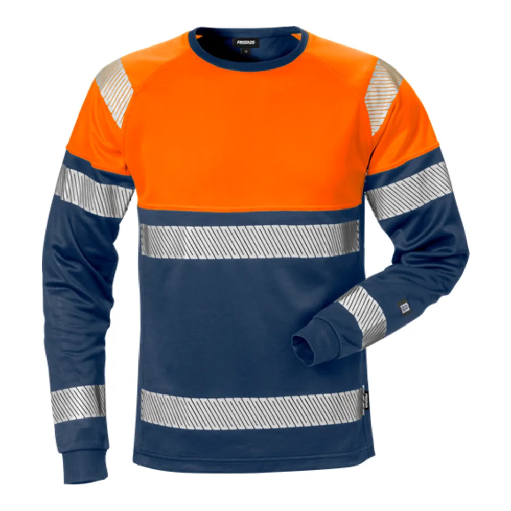 Fristads High Vis T-Shirt Met Lange Mouwen Klasse 1 7519 Thv High Vis Oranje Marineblauw