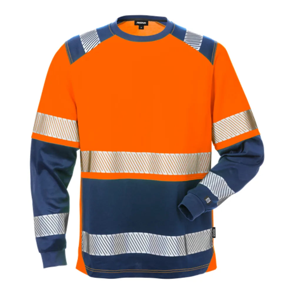 Fristads High Vis T-Shirt Lange Mouwen Klasse 2 7457 Thv High Vis Oranje Marineblauw
