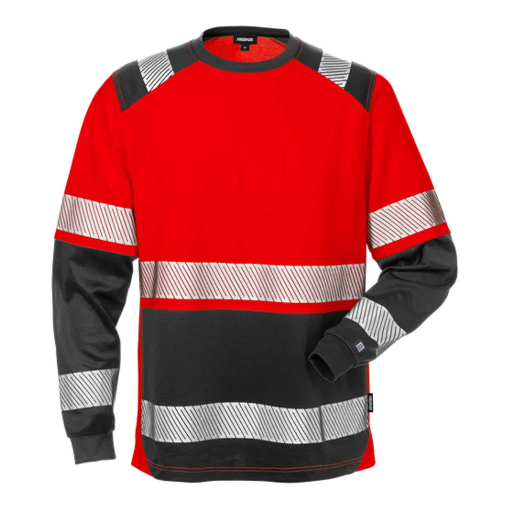 Fristads High Vis T-Shirt Lange Mouwen Klasse 2 7457 Thv High Vis Rood Zwart
