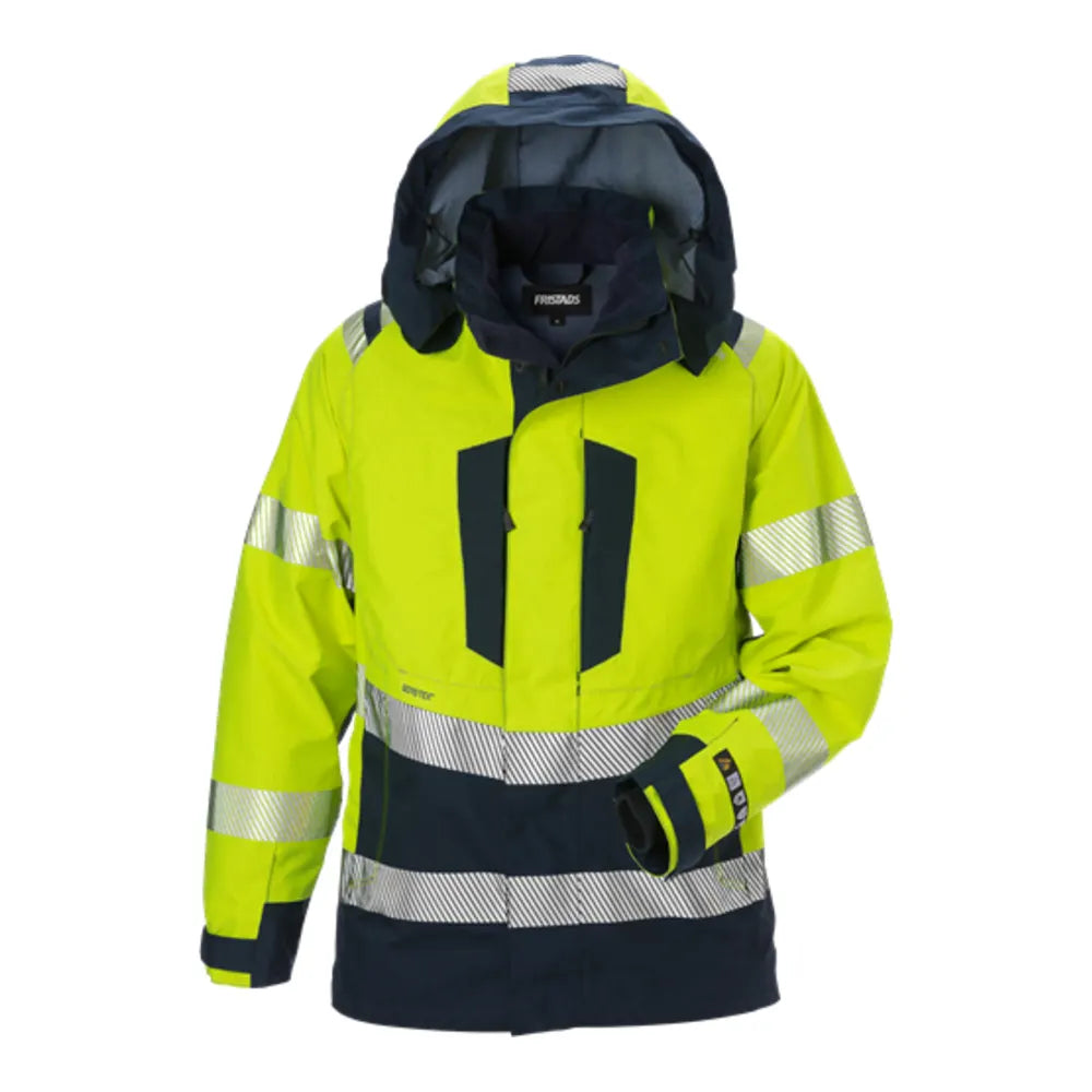 Fristads Flamestat High Vis Gore-Tex Pyrad® Shelljack Dames Klasse 3 4195 Gxe High Vis Geel Marineblauw