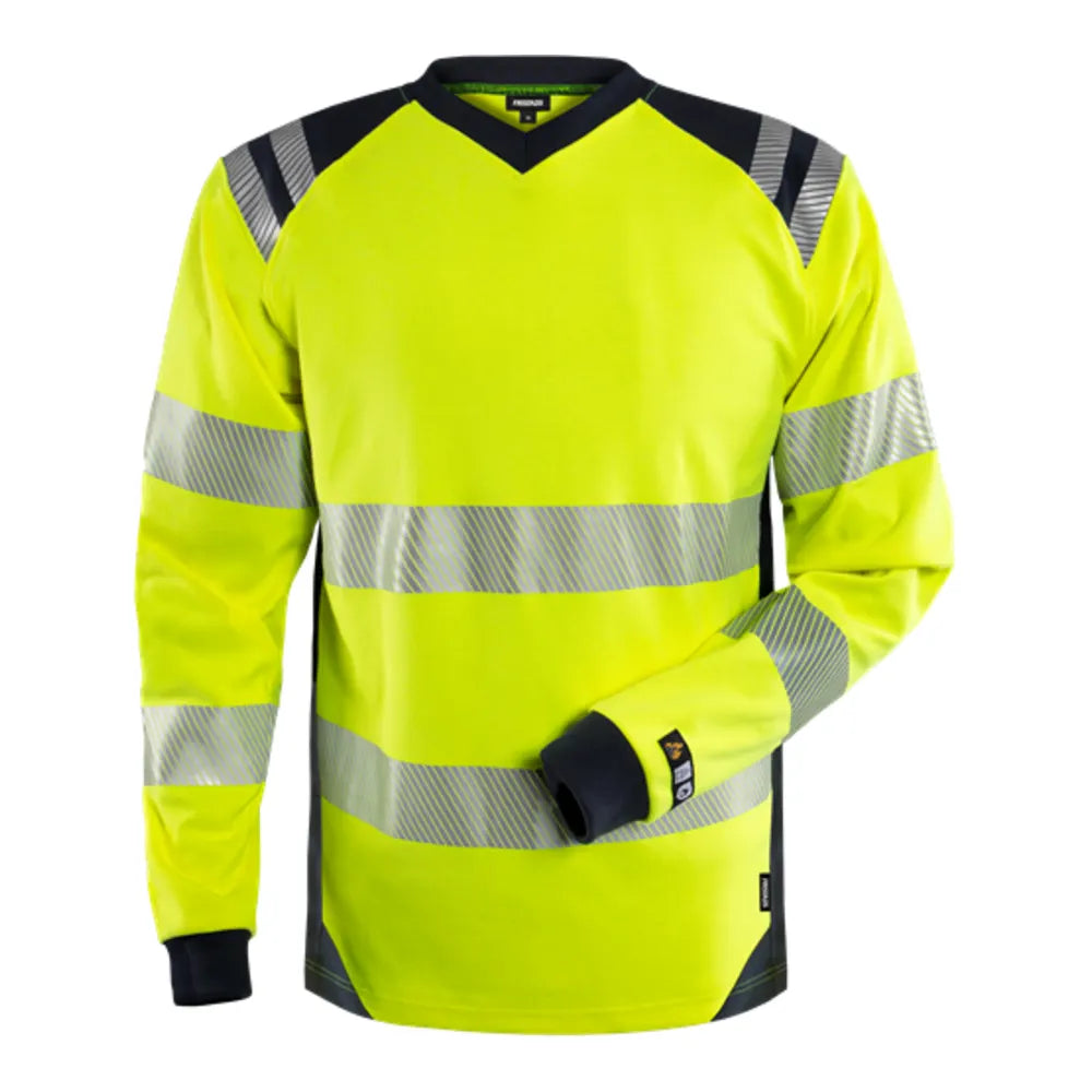 Fristads Flamestat High-Vis T-Shirt Lange Mouwen Klasse 3 7359 Tfl High Vis Geel Marineblauw