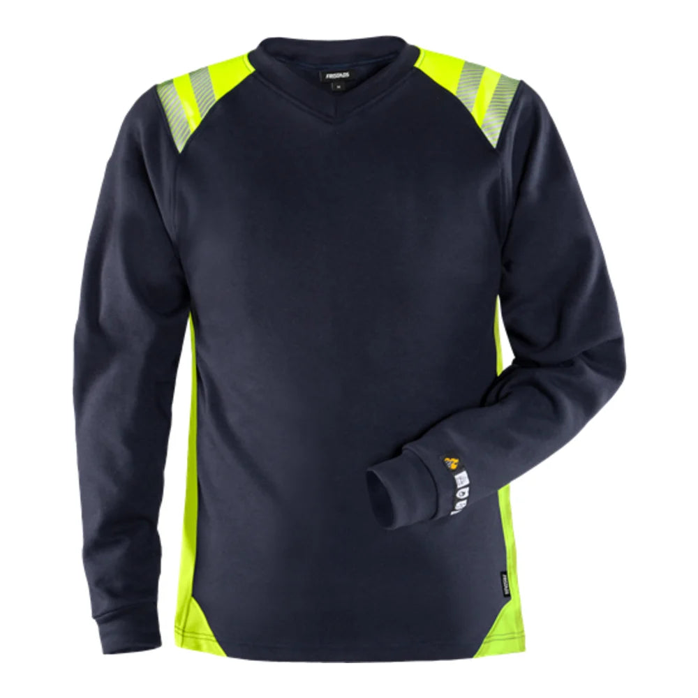 Fristads Flamestat T-Shirt Lange Mouwen Dames 7358 Tfl Marineblauw Geel