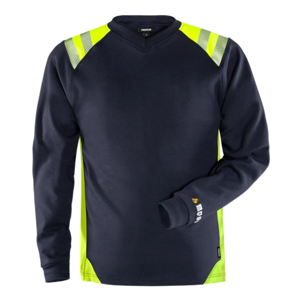 Fristads Flamestat T-Shirt Lange Mouwen 7360 Tfl Marineblauw Geel
