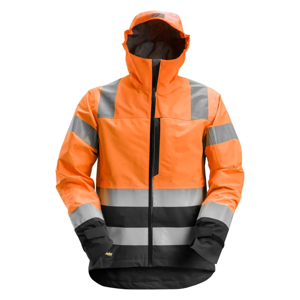 Snickers 1330 High-Vis Waterdichte Shell Werkjas Klasse 3 5504 High Visibility Orange Black